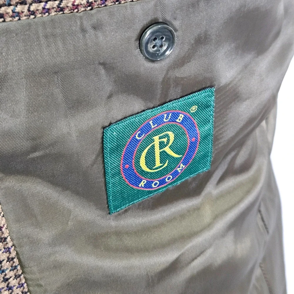 Club Room Men's Sport Coat Blazer Two‎ Button Brown Herringbone Silk Wool 40S